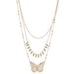 Wholesale layered beaded butterfly necklace Shortest layer L L overall extender