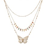 Wholesale layered beaded butterfly necklace Shortest layer L L overall extender