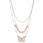 Wholesale layered beaded butterfly necklace Shortest layer L L overall extender