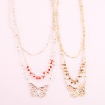 Wholesale layered beaded butterfly necklace Shortest layer L L overall extender