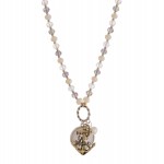 Wholesale iridescent beaded Never Lose Hope dome charm pendant necklace pearl de