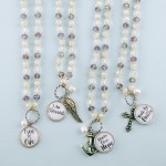 Wholesale iridescent beaded Never Lose Hope dome charm pendant necklace pearl de