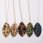 Wholesale faux fur leopard print feather pendant necklace Pendant overall