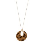 Wholesale cowhide leopard print encased disc pendant necklace Pendant diameter o