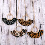 Wholesale faux leather cowhide animal print tassel pendant necklace Pendant over