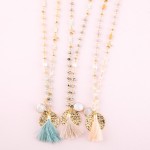 Wholesale long multi semi precious beaded tassel necklace star pearl accents L e