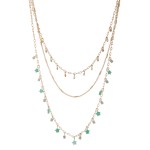 Wholesale gold layered semi precious star floater necklace Shortest layer L L ov