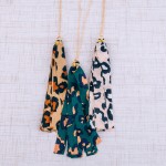 Wholesale long leopard print fabric tassel pendant necklace Pendant L overall ex