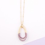 Wholesale long Half Beaded Hinge Nested Teardrop Pendant Necklace Pendant L over