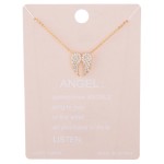 Wholesale dainty rhinestone angel wings lucky charm necklace Pendant L extender