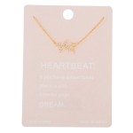 Wholesale dainty rhinestone heartbeat lucky charm necklace love key detail Penda