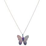 Wholesale white Gold dipped filigree butterfly pendant necklace Pendant L extend