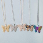 Wholesale white Gold dipped filigree butterfly pendant necklace Pendant L extend