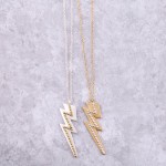 Wholesale two metal studded lightning bolt pendant necklace Pendant L L extender