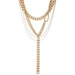 Wholesale gold curb chain link layered carabiner statement Y necklace Shortest l
