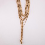 Wholesale gold curb chain link layered carabiner statement Y necklace Shortest l