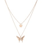 Wholesale short Double layered gold necklace butterfly pendants Shorter chain L