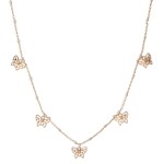 Wholesale short gold necklace beaded accents small filigree butterfly charms L e