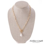 Wholesale baroque Pearl Toggle Bar Chain Link Necklace Gold Pearl L
