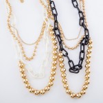 Wholesale cCB Ball Chain Link Layered Necklace Rhinestone Details Shortest Layer