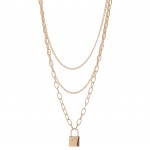 Wholesale layered Chain Link Lock Necklace Pendant Shortest layer approx L L ove