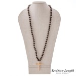 Wholesale wood Beaded Bamboo Cross Statement Necklace Pendant L overall Adjustab