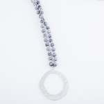 Wholesale semi Precious Stone Beaded Necklace Hammered Metal Flatted Circle Pend