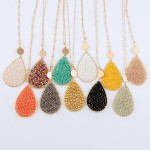 Wholesale long Necklace Wire Beaded Teardrop Pendant Gold Pendant Long Adjustabl