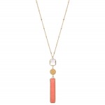 Wholesale long Necklace Semi Precious Bar Pendant Iridescent Crystal Accent Gold