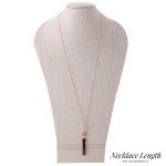 Wholesale long Necklace Semi Precious Bar Pendant Iridescent Crystal Accent Gold