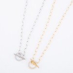 Wholesale brass Cubic Zirconia Toggle Bar Necklace L