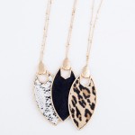 Wholesale long Necklace Metal Encased Leopard Print Pendant Pendant L Adjustable