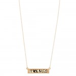 Wholesale metal Encased Wooden Leopard Print Bar Necklace Bar Pendant Long Adjus