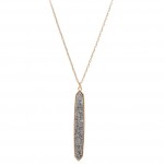 Wholesale long Necklace Druzy Bar Pendant Necklace Bar Pendant Long Adjustable E