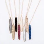 Wholesale long Necklace Druzy Bar Pendant Necklace Bar Pendant Long Adjustable E