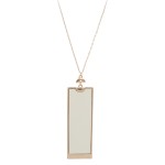 Wholesale long Necklace Metal Encased Faux Leather Rectangle Pendant Pendant Lon