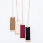 Wholesale long Necklace Metal Encased Faux Leather Rectangle Pendant Pendant Lon