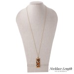 Wholesale long Necklace Metal Encased Genuine Leopard Print Rectangle Pendant Pe