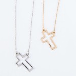 Wholesale faith Stamped Cross Pendant Necklace Pendant Long Adjustable Extender