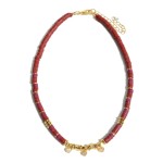Wholesale rubber Heishi Beaded Necklace Pave Heart Accents Adjustable Extender
