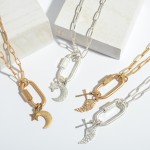 Wholesale chain Link Moon Star Carabiner Charm Necklace Carabiner Twist Clasp Pe