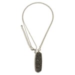 Wholesale long Necklace Oblong Rhinestone Glitter Pendant Pendant Adjustable Ext
