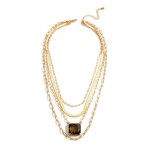Wholesale layered Gold Chain Necklace Crystal Pendant Long