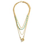 Wholesale gold Layered Necklace Pearl Beaded Accents Extender Lobster Claw Closu