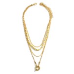 Wholesale gold Layered Necklace Pearl Beaded Accents Extender Lobster Claw Closu