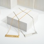 Wholesale short Necklace Engraved Mama Bar Pendant Long