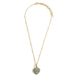 Wholesale gold Necklace Heart Pendant Says Mama Long Wooden Beaded Necklace Gold