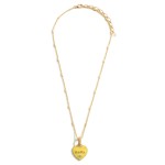 Gold Necklace Featuring a Heart Pendant that Says "Mama"

- Approximately 9.5" in Length
Long Wooden Beaded Necklace Featuring Gold Accents.

- Approximately 15" in Length
- Extender Approximately 3" in Length