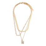 Layered Chain Link Necklace Featuring Initial Pendant. 

- Approximately 18" Long 