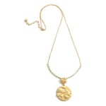 Wholesale long Circle Gold Pendant Necklace Natural Stone Beaded Accents Pendant